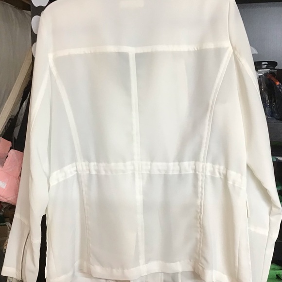 Calvin Klein sexy semi sheer off white jacket. Zippers and drawstring at waist. - Picture 7 of 8